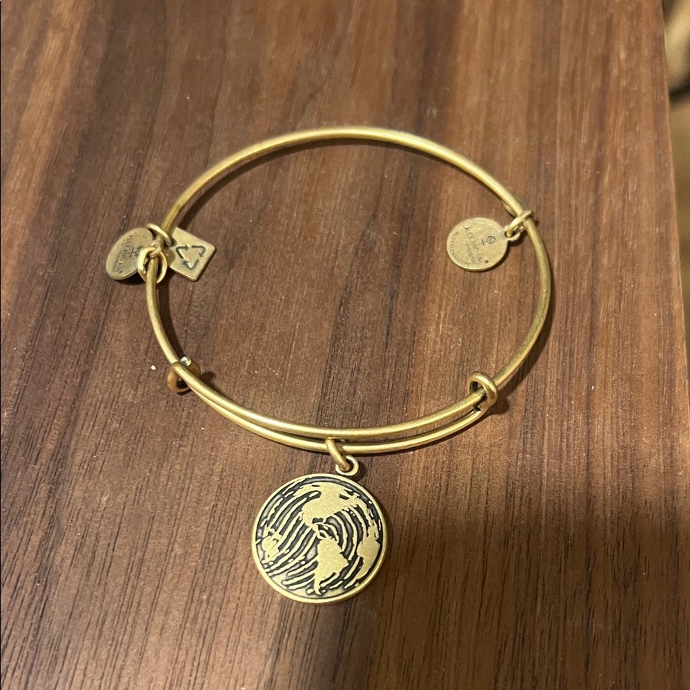 Alex & Ani Gold Bangle Bracelet with World Charm